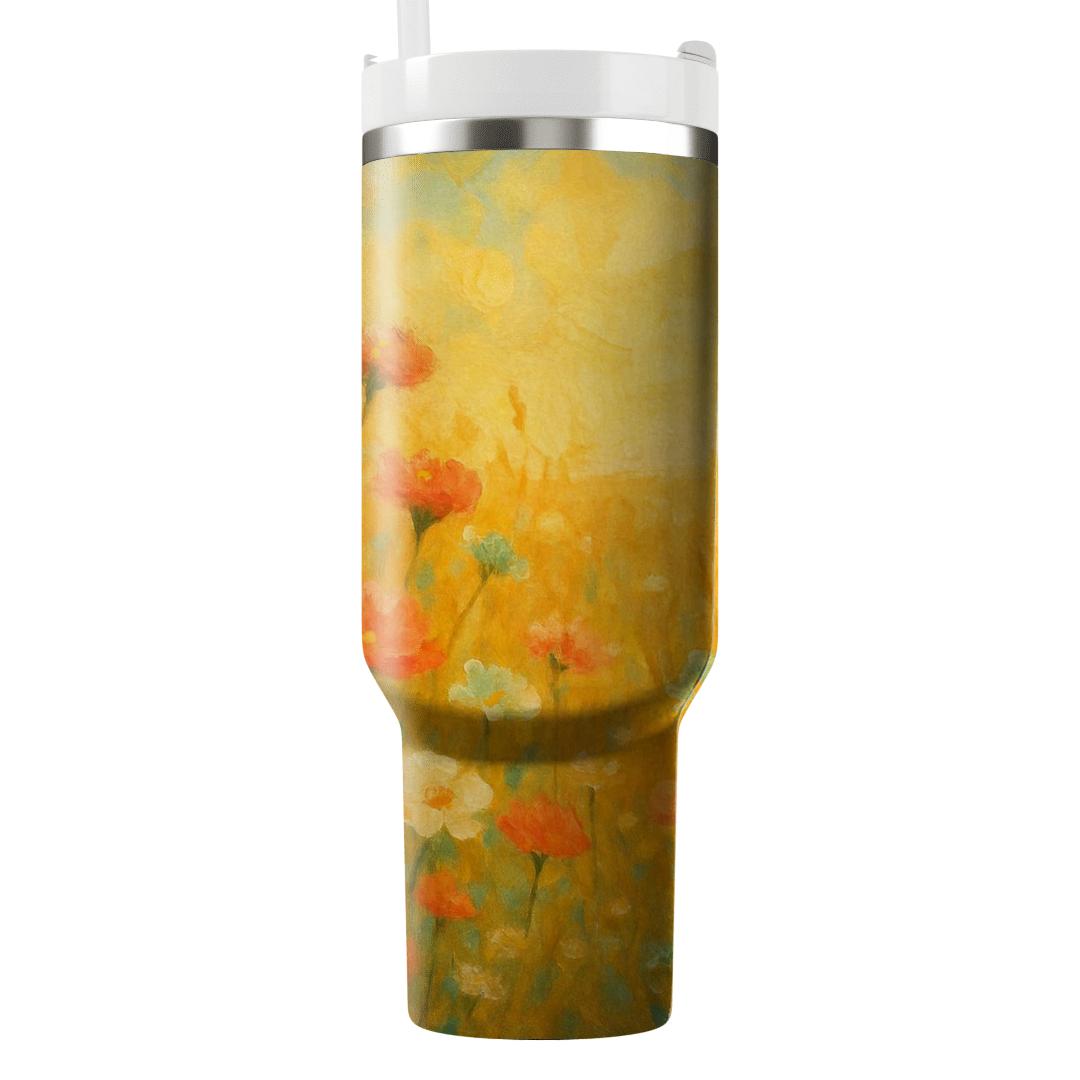 Sunlit Prairie Wildflowers tumblers with lids