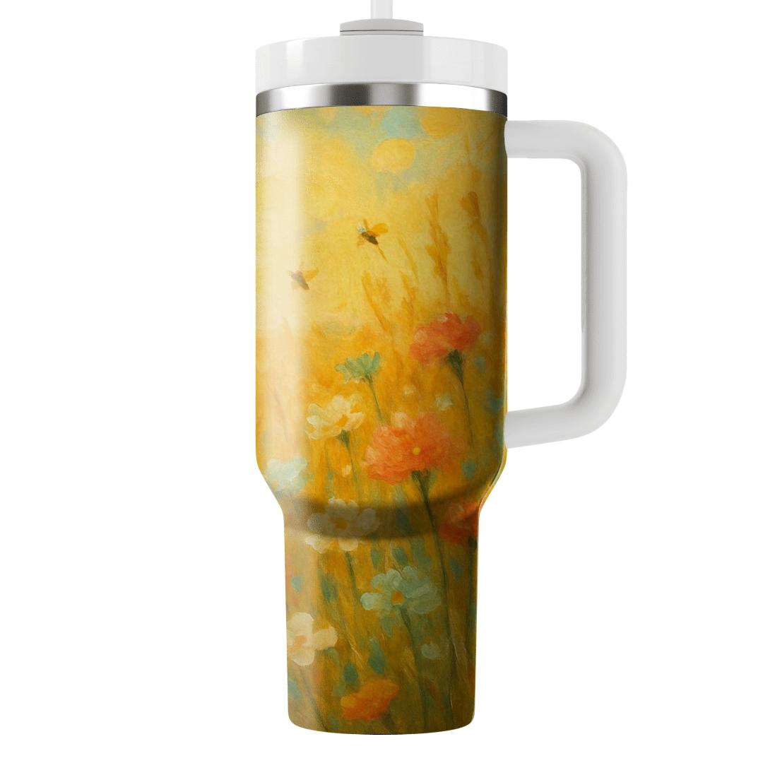 Sunlit Prairie Wildflowers tumblers with lids
