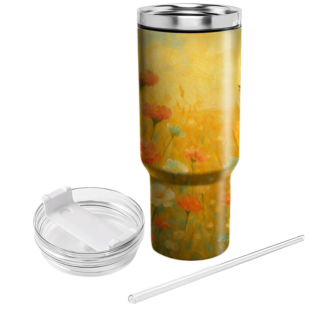 Sunlit Prairie Wildflowers tumblers with lids