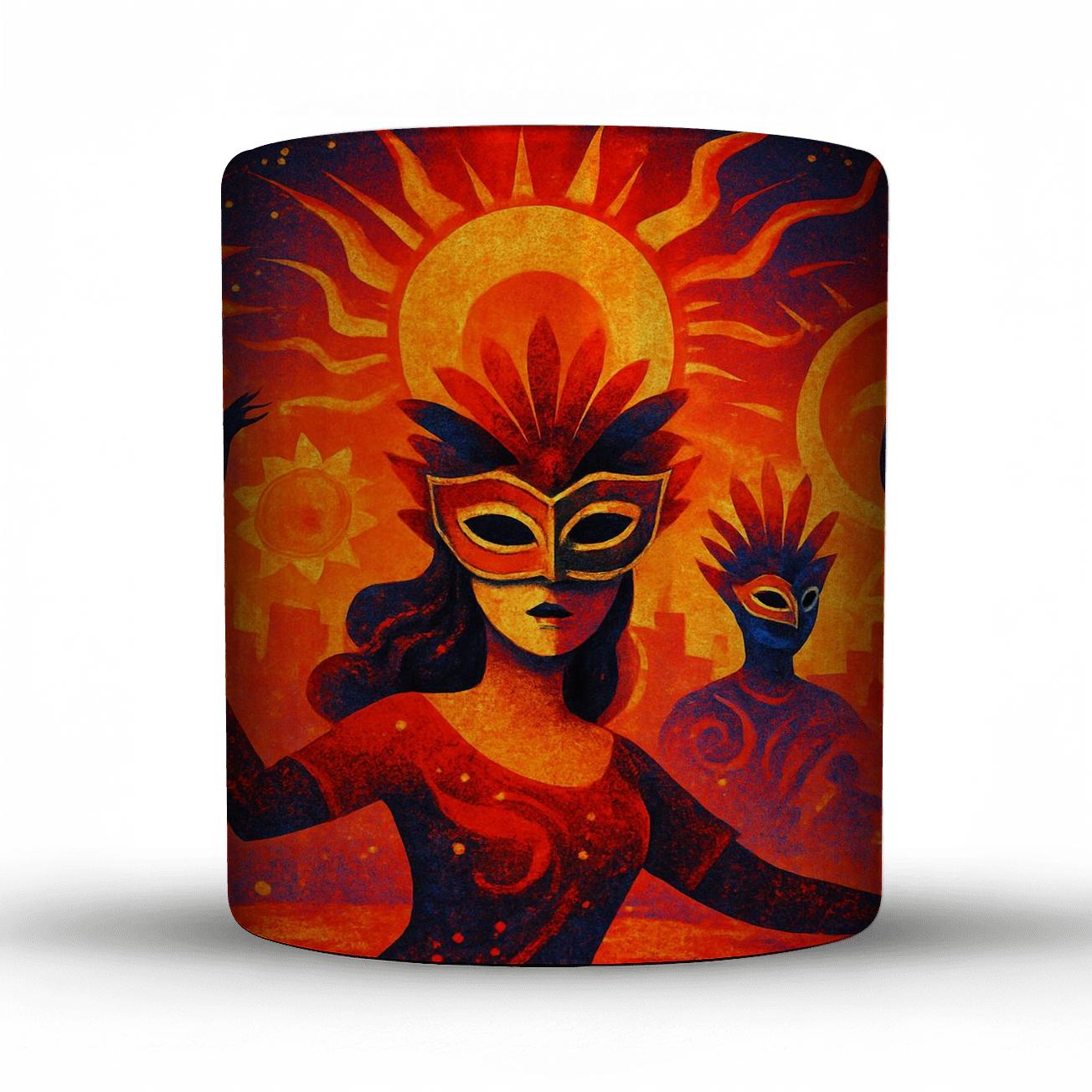 Solar Masquerade Carnival travel mugs with handles