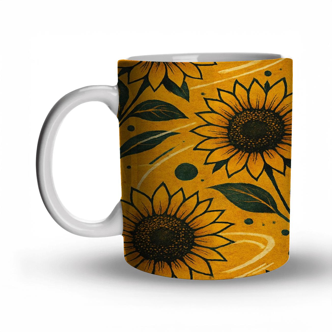 Golden Sunflower Galaxy personalized mugs