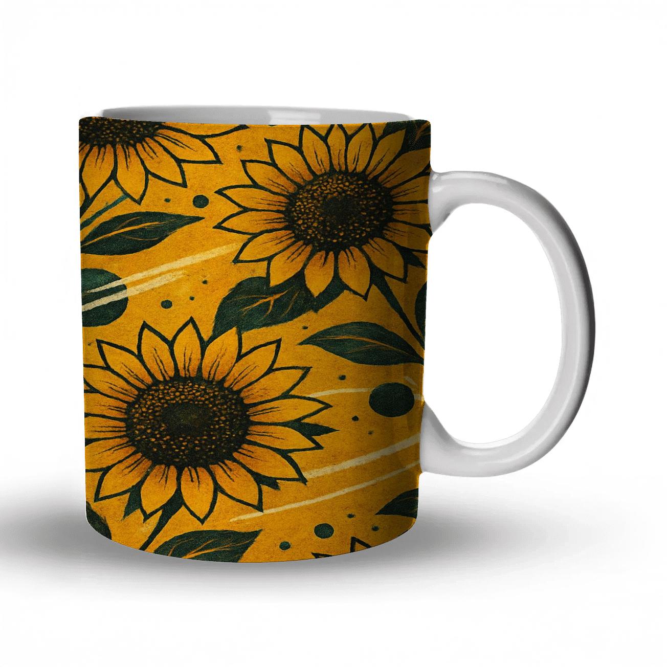 Golden Sunflower Galaxy personalized mugs