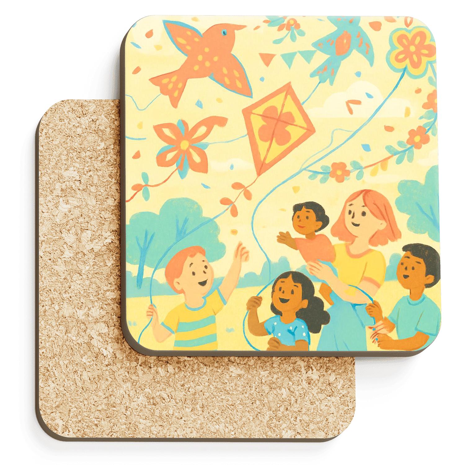 Spring Kite Carnival absorbent drink coasters
