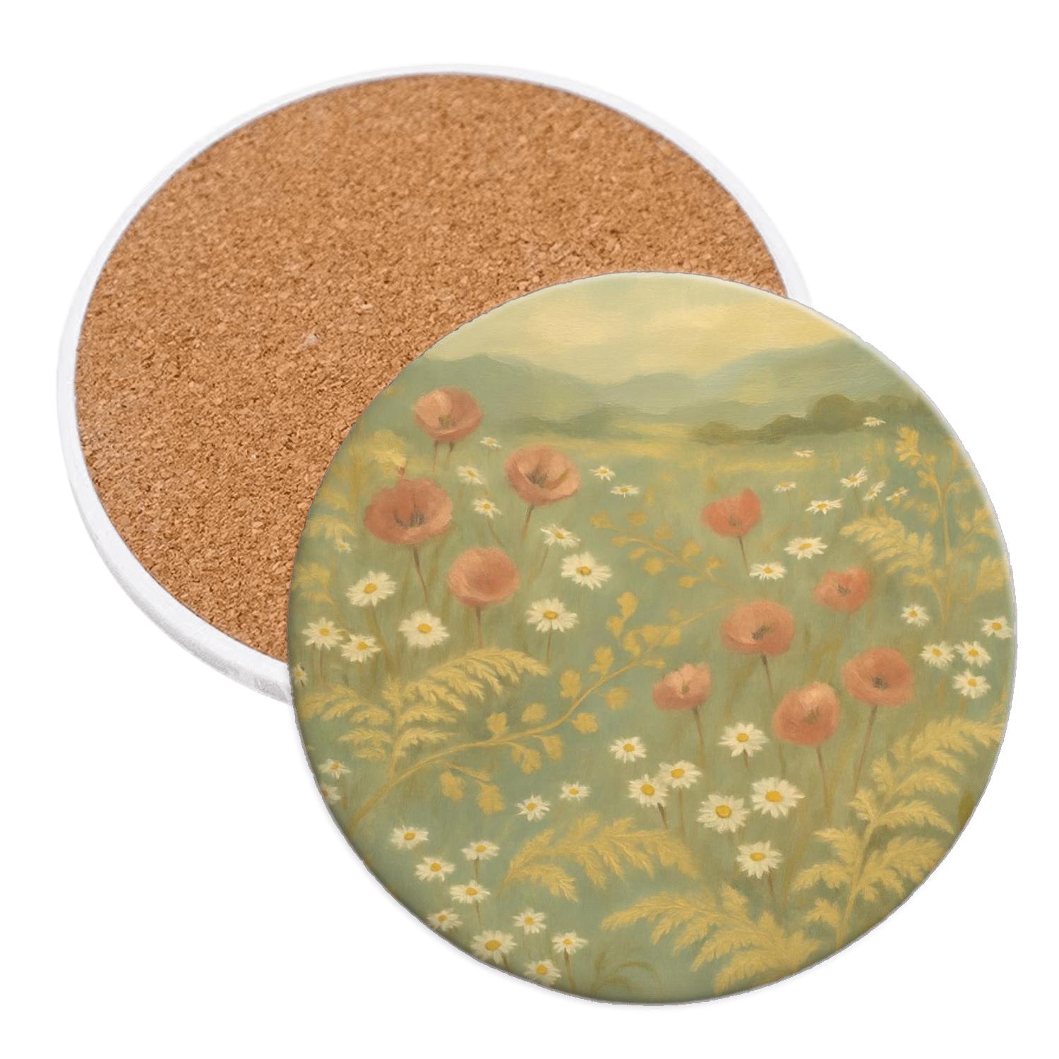 Vintage Meadow Tapestry personalized drink coasters
