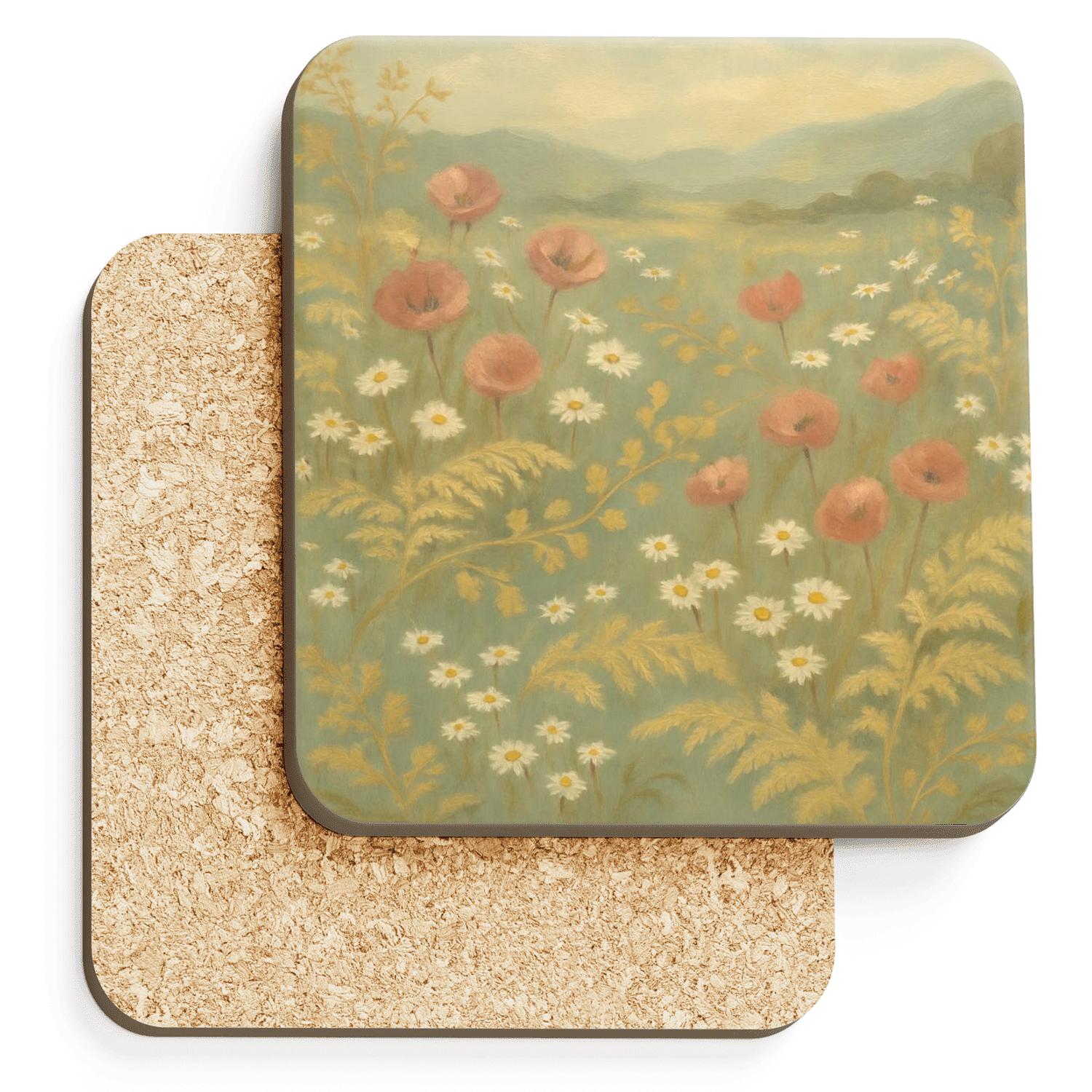 Vintage Meadow Tapestry absorbent drink coasters