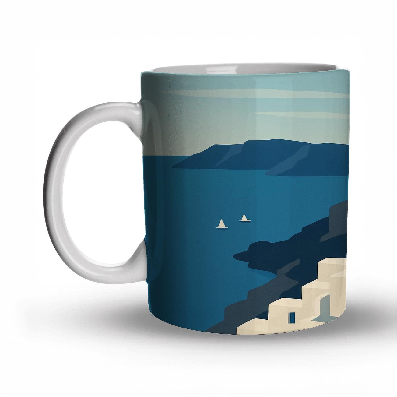 Caldera Viewpoint Oia Santorini ceramic coffee mugs