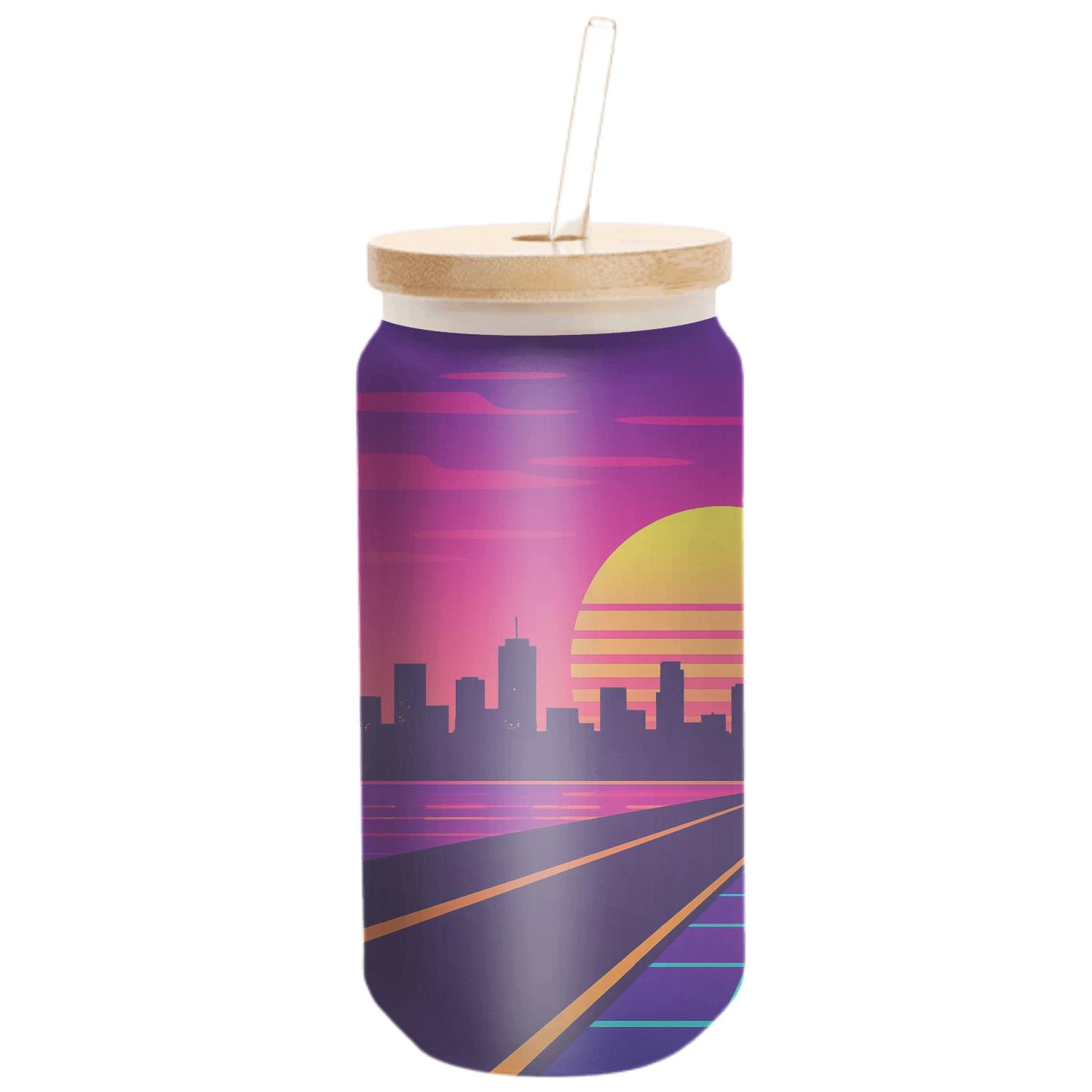 Neon Sunset Boulevard premium crystal drinkware
