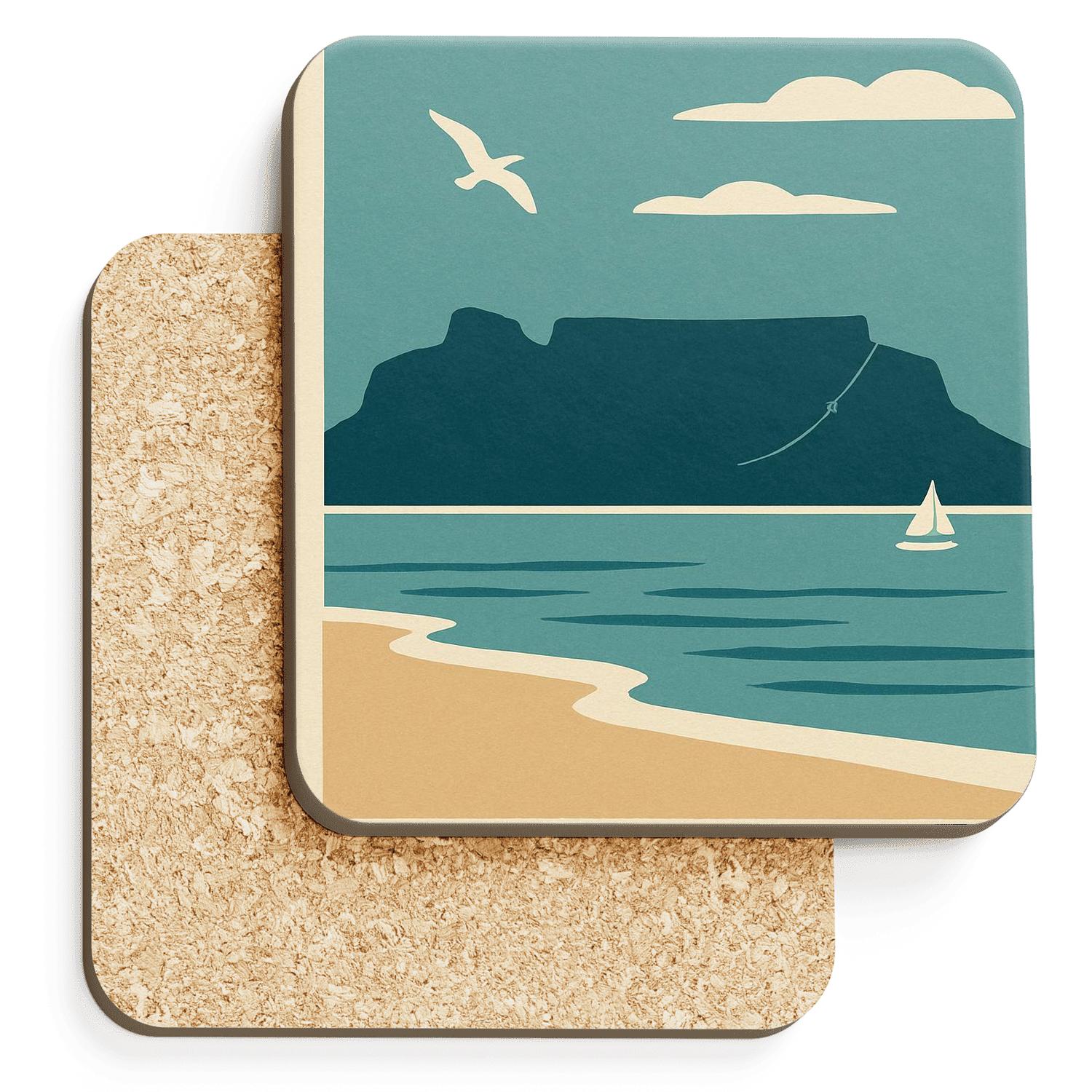 Table Mountain Cape Town wooden table coasters