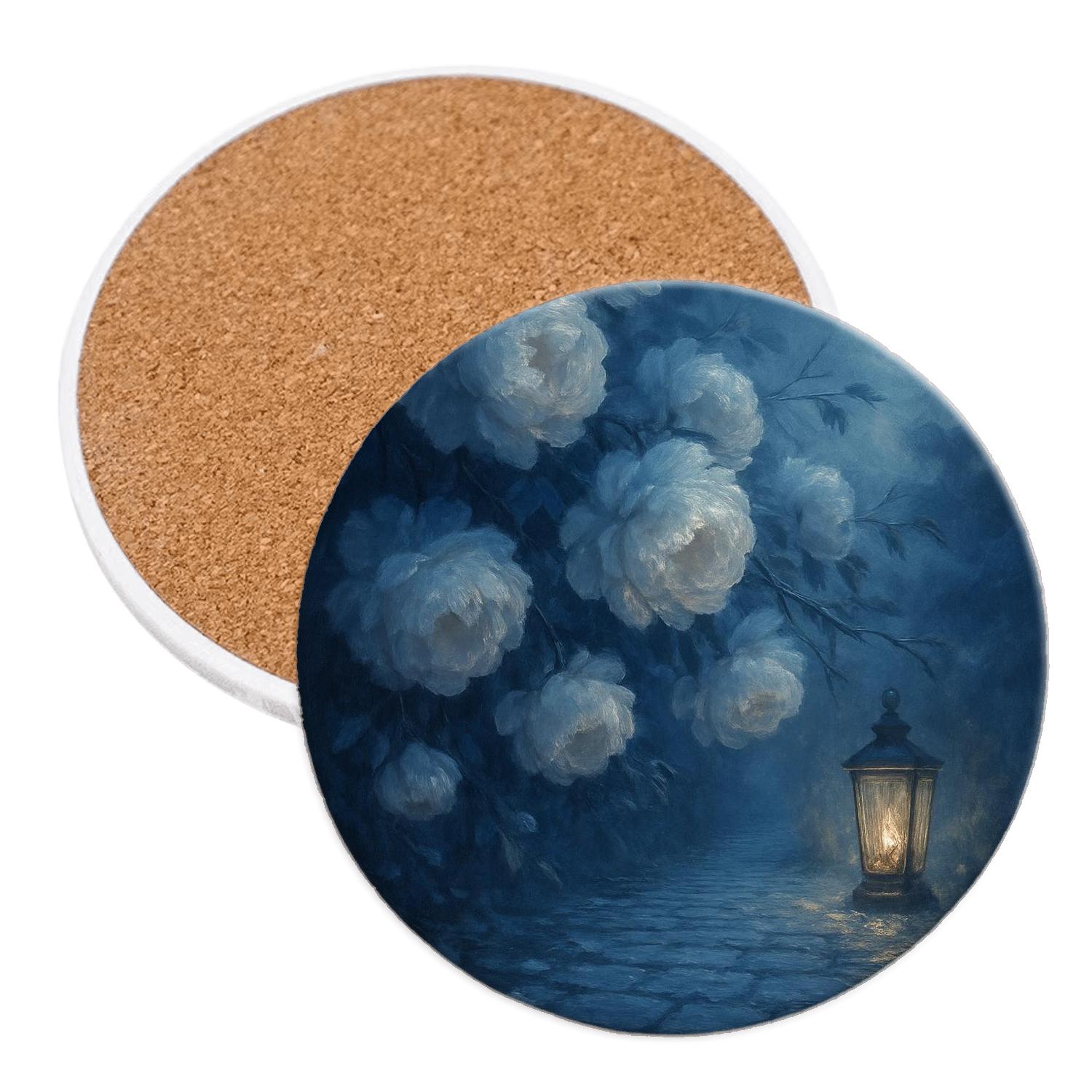 Moonlit Peony Canopy decorative beverage coasters