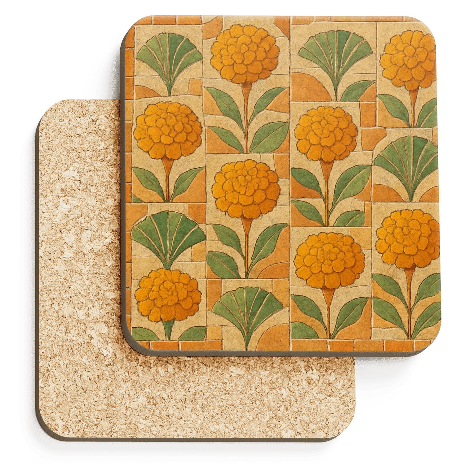 Desert Marigold Mosaic cork coaster sets