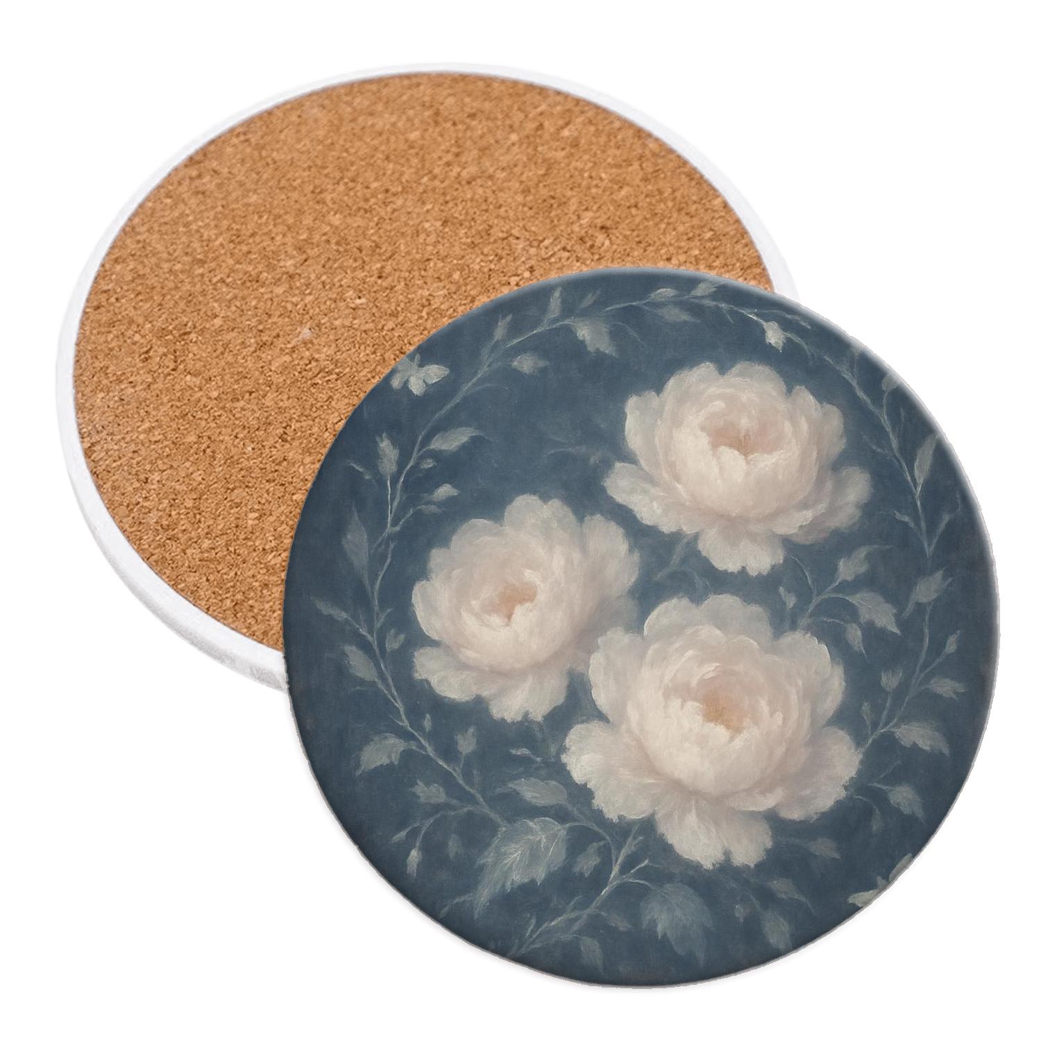 Moonlit Peony Tapestry decorative beverage coasters