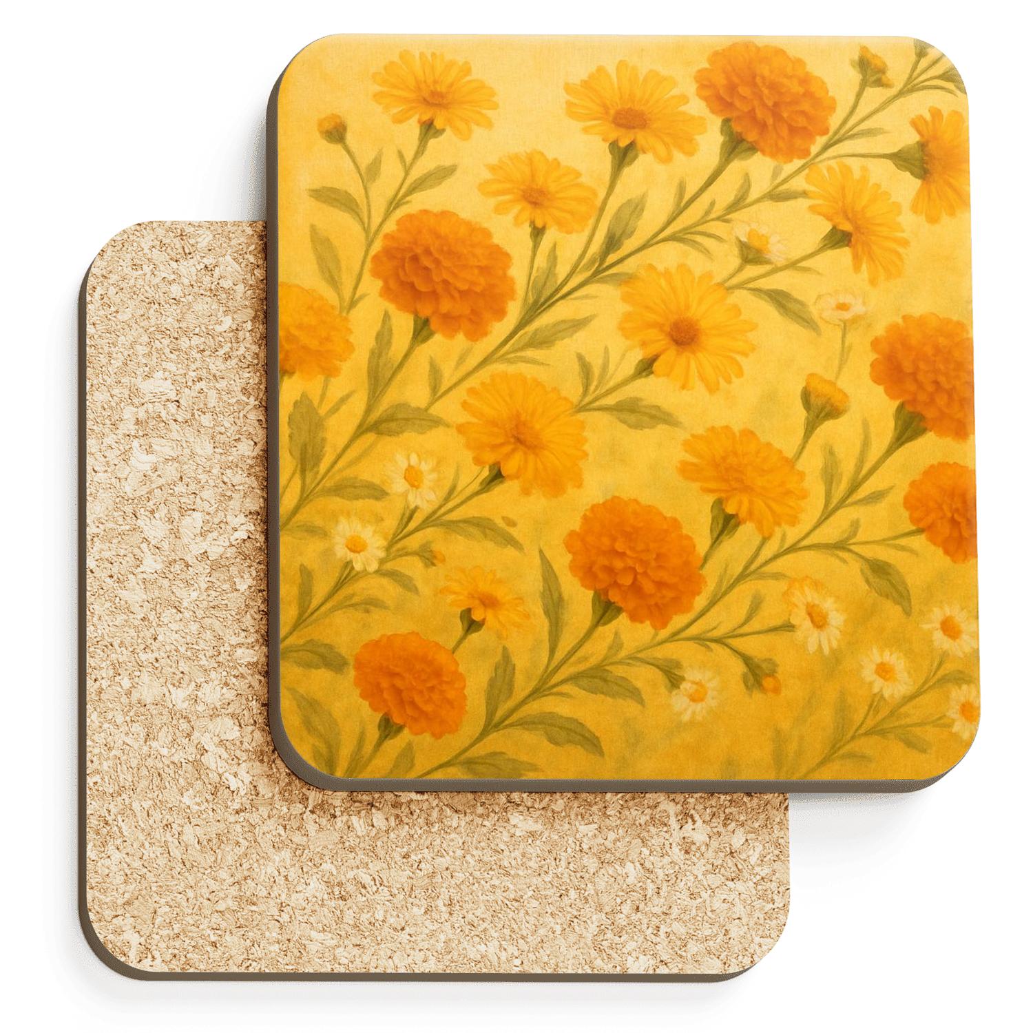 Saffron Meadow Cascade absorbent drink coasters