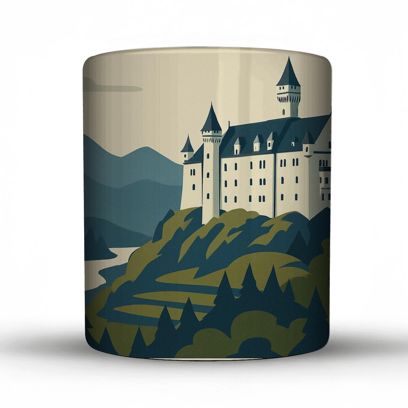 Alpine Neuschwanstein Castle View ceramic coffee mugs