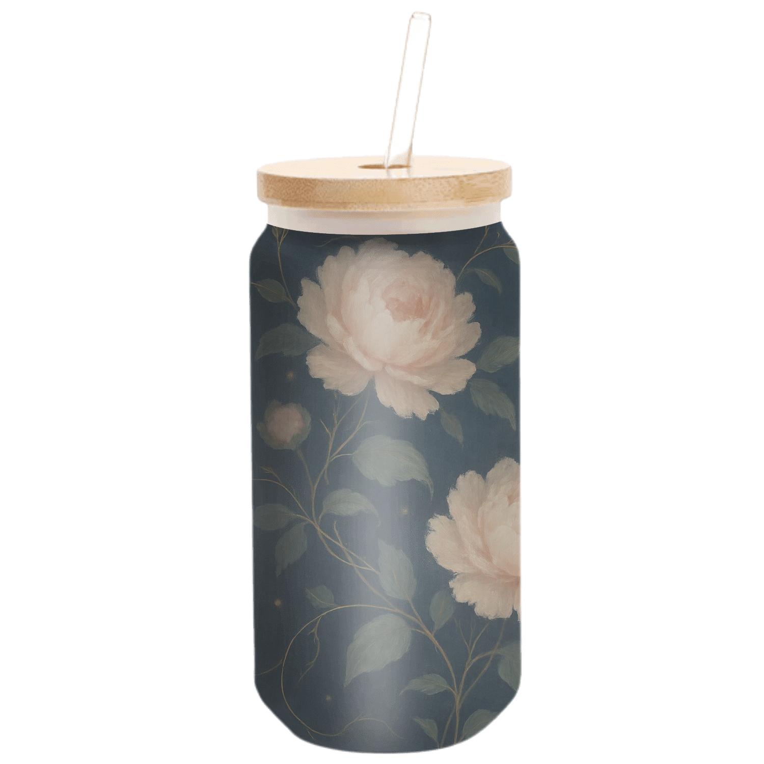 Midnight Peony Mirage artisan blown glass drinkware