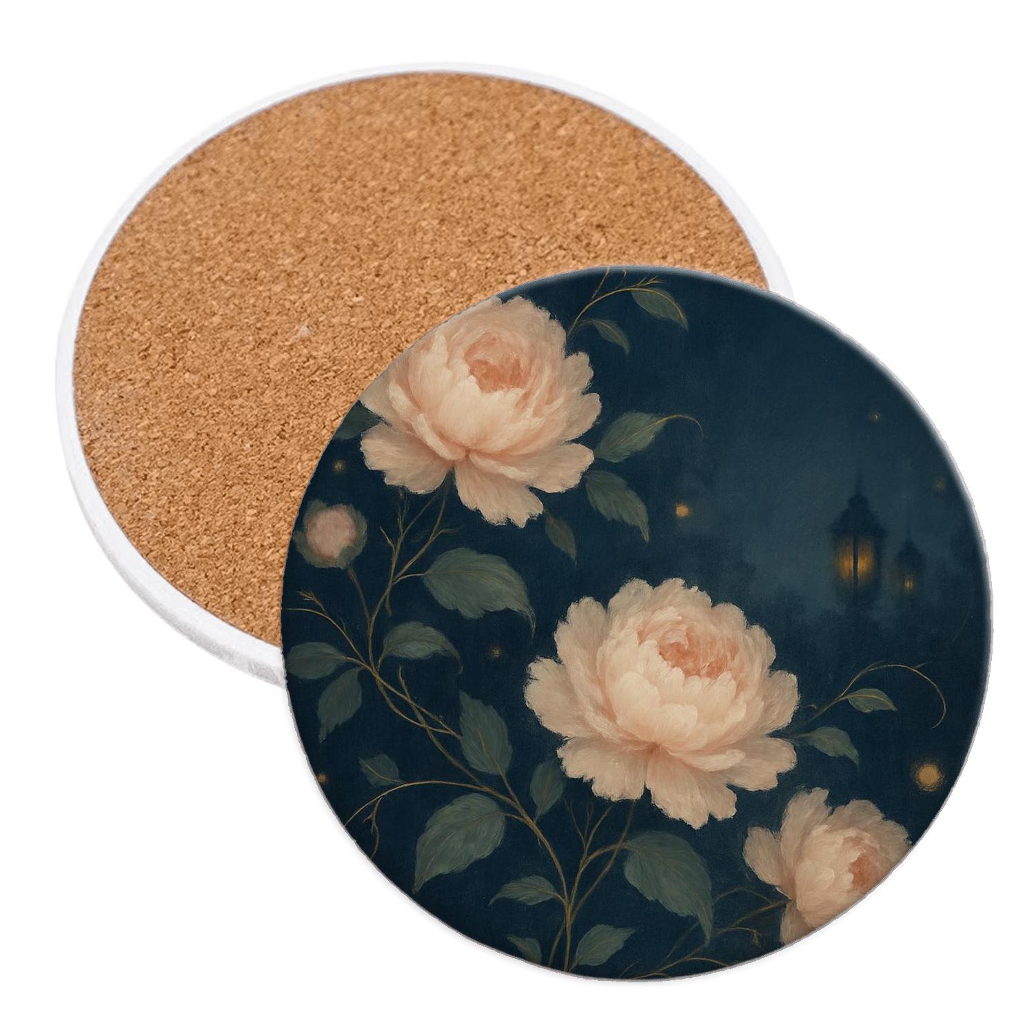 Midnight Peony Mirage absorbent drink coasters