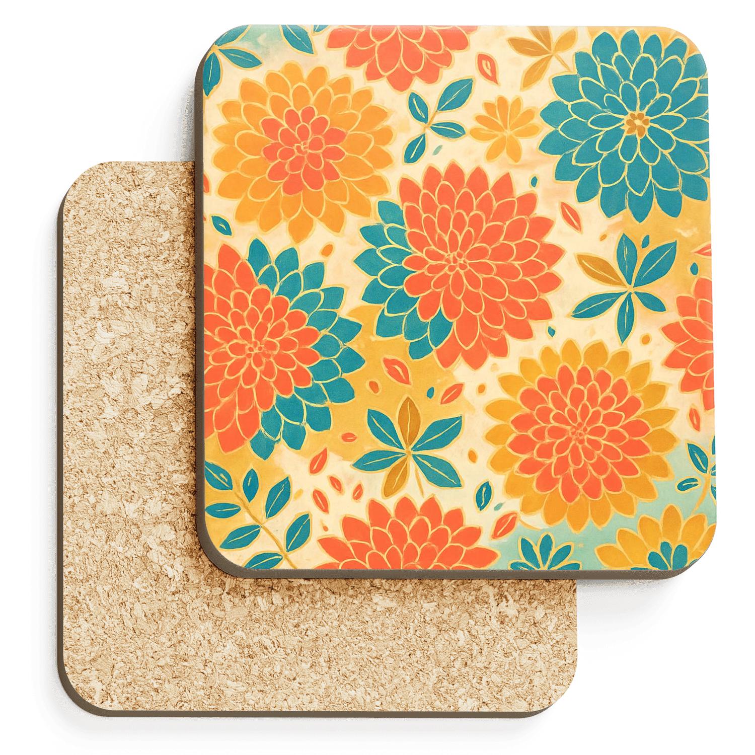 Solar Dahlia Mosaic personalized drink coasters