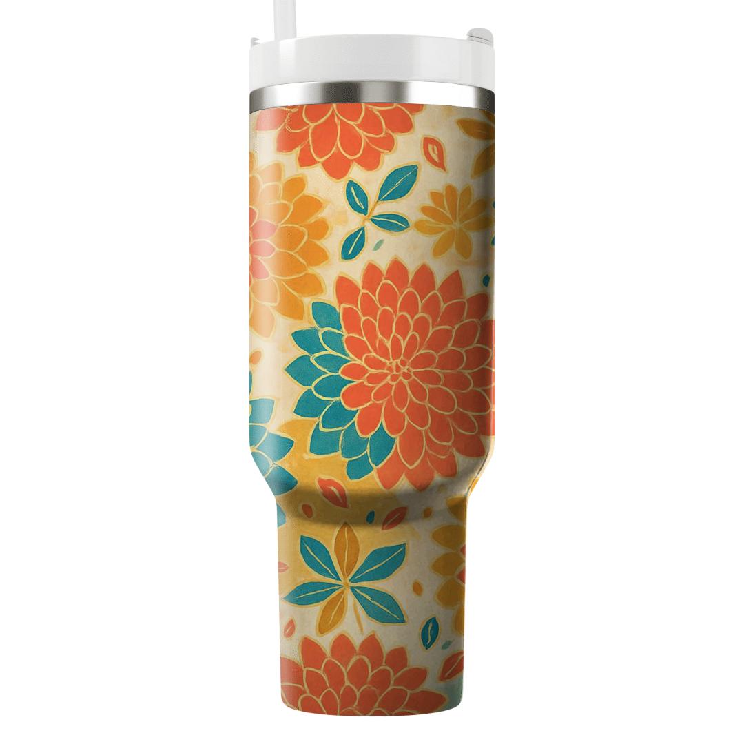 Solar Dahlia Mosaic tumblers with lids