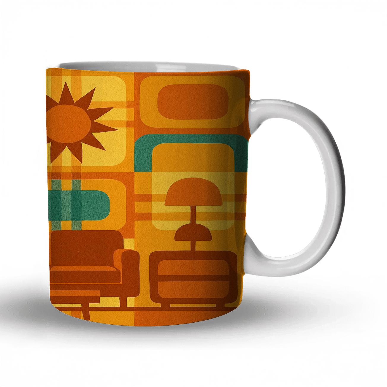 Groovy Sunburst Plaid decorative mug sets