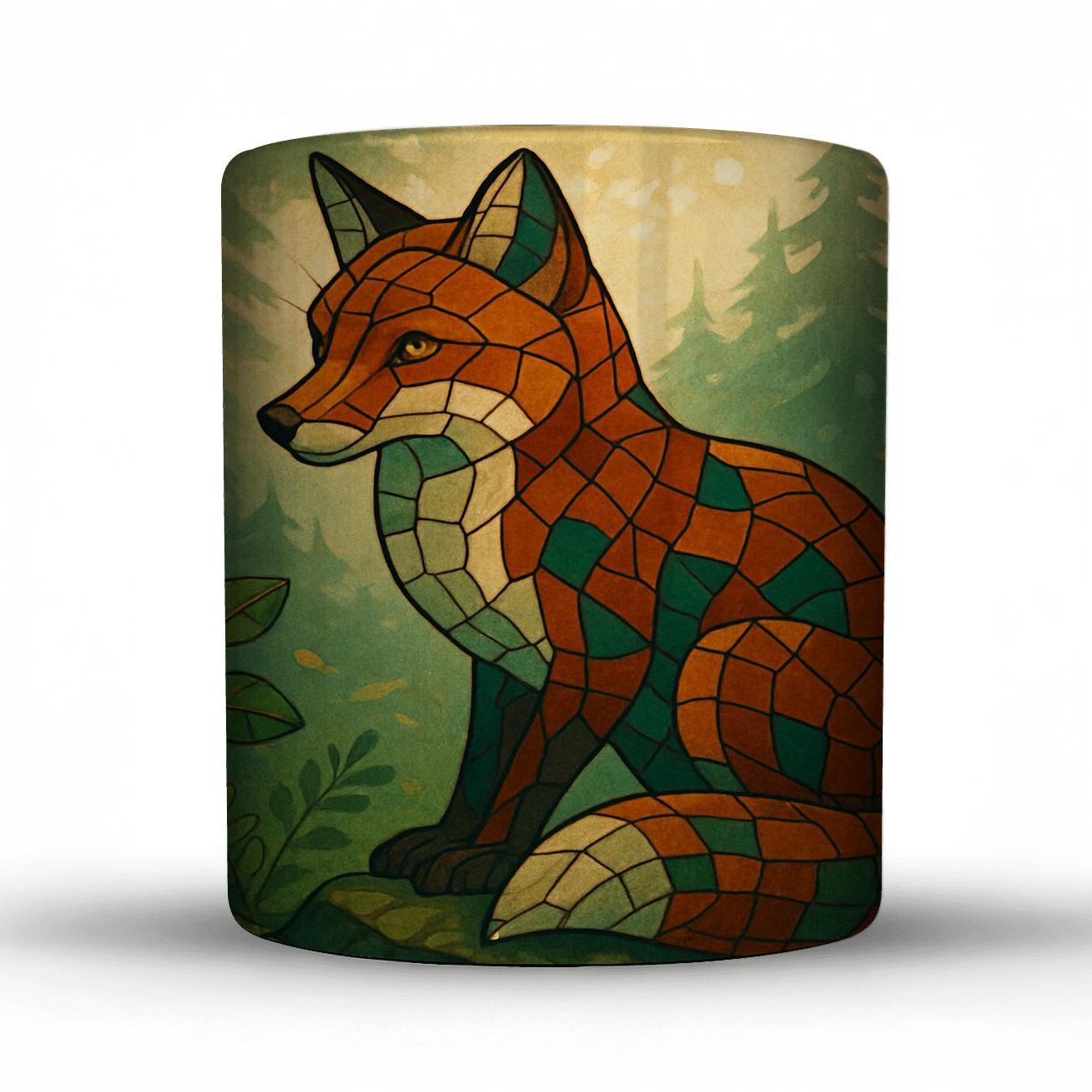 Mosaic Forest Fox ceramic coffee mugs