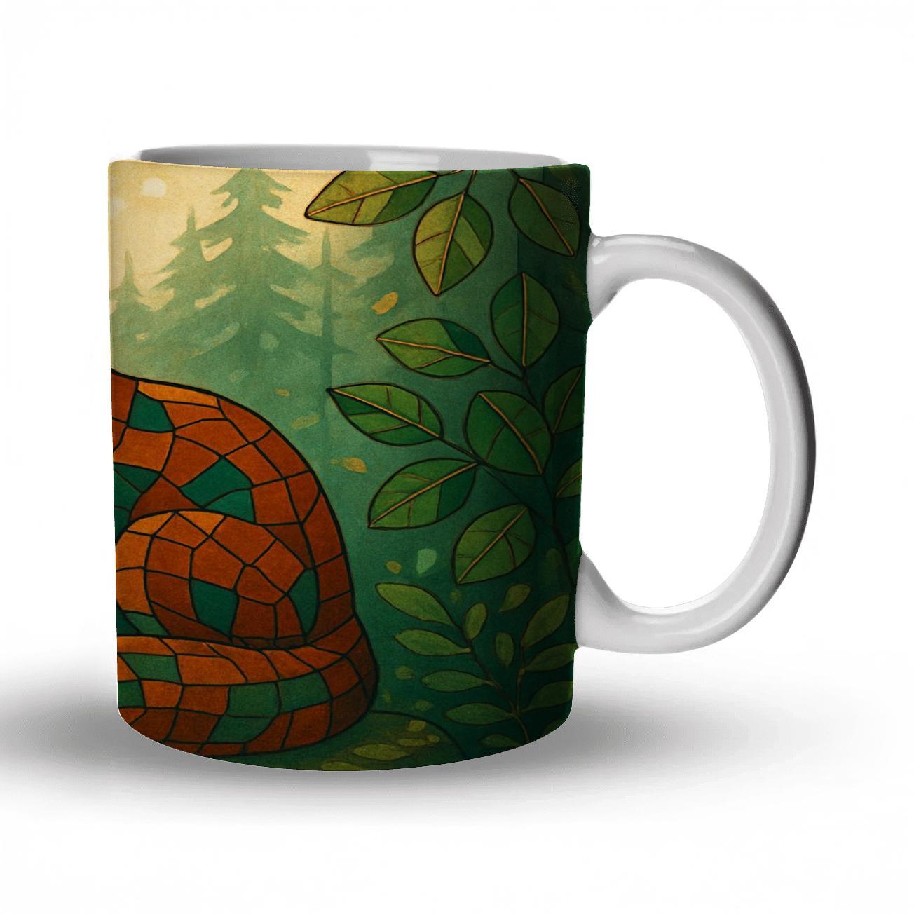 Mosaic Forest Fox ceramic coffee mugs