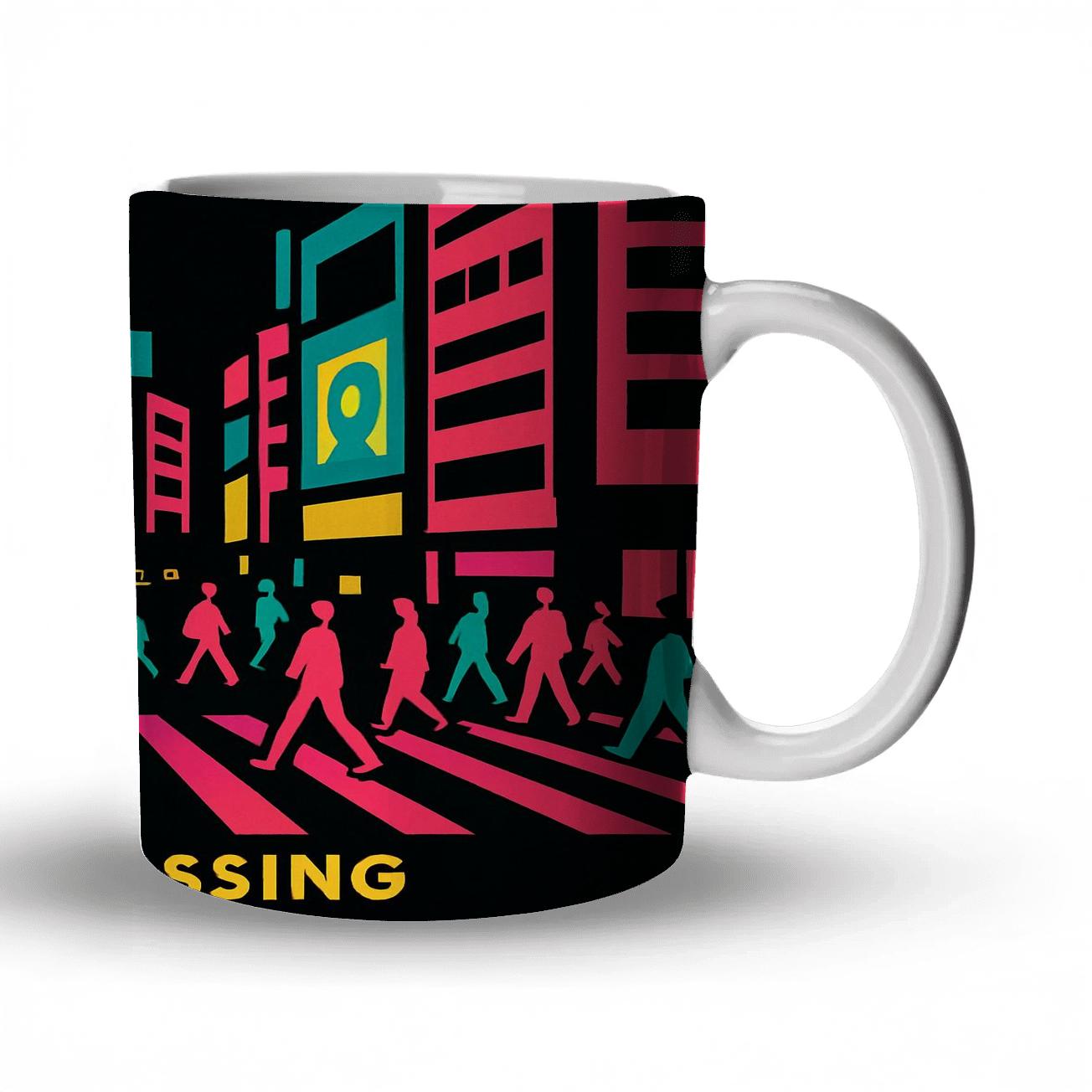 Night Lights Shibuya Crossing travel mugs with handles
