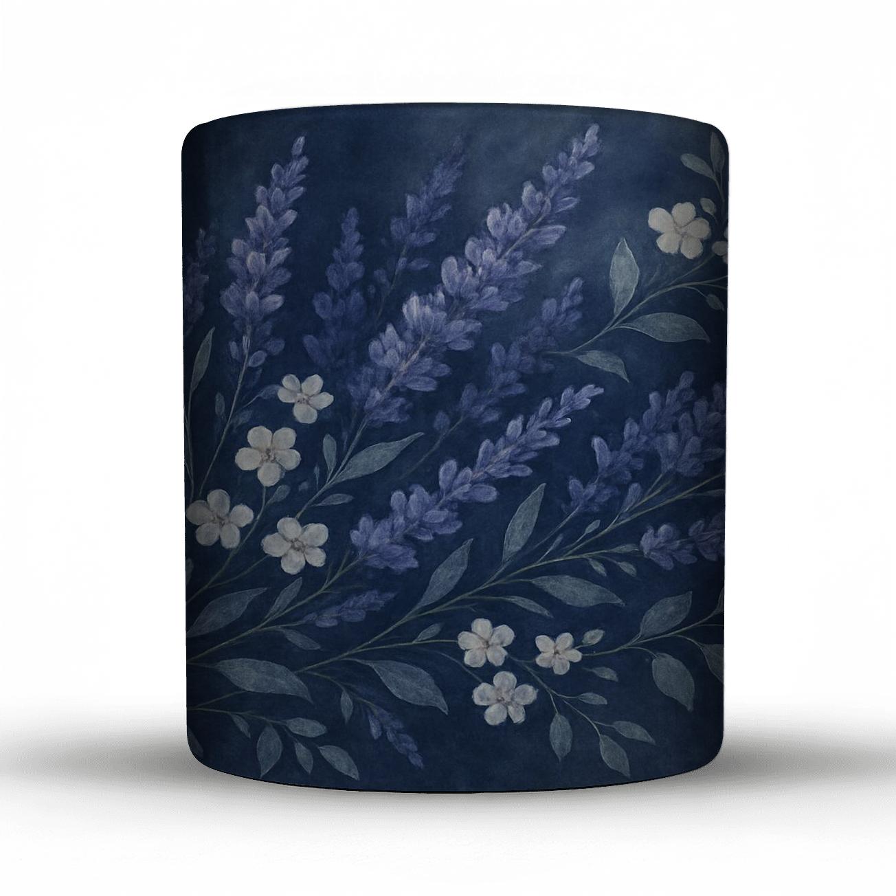 Midnight Lavender Bouquet ceramic coffee mugs