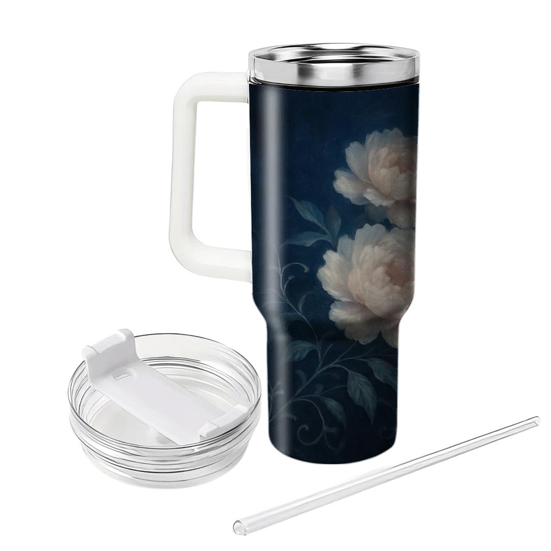 Moonlit Peony Cascade travel tumblers