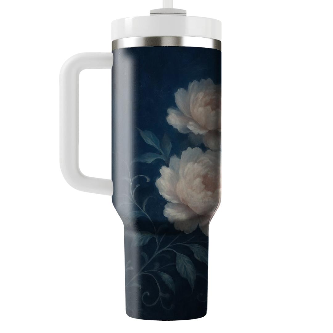 Moonlit Peony Cascade travel tumblers