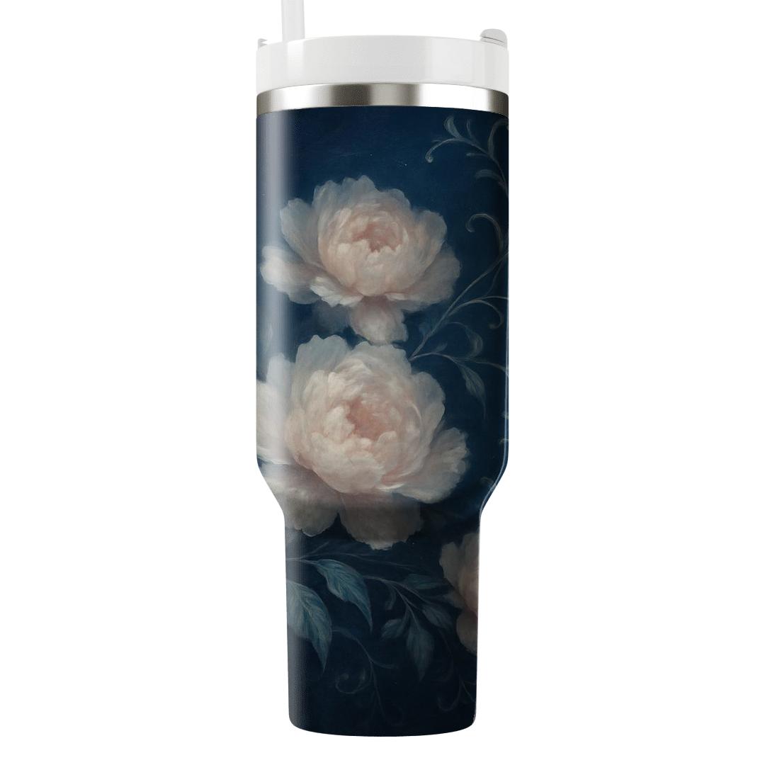 Moonlit Peony Cascade travel tumblers