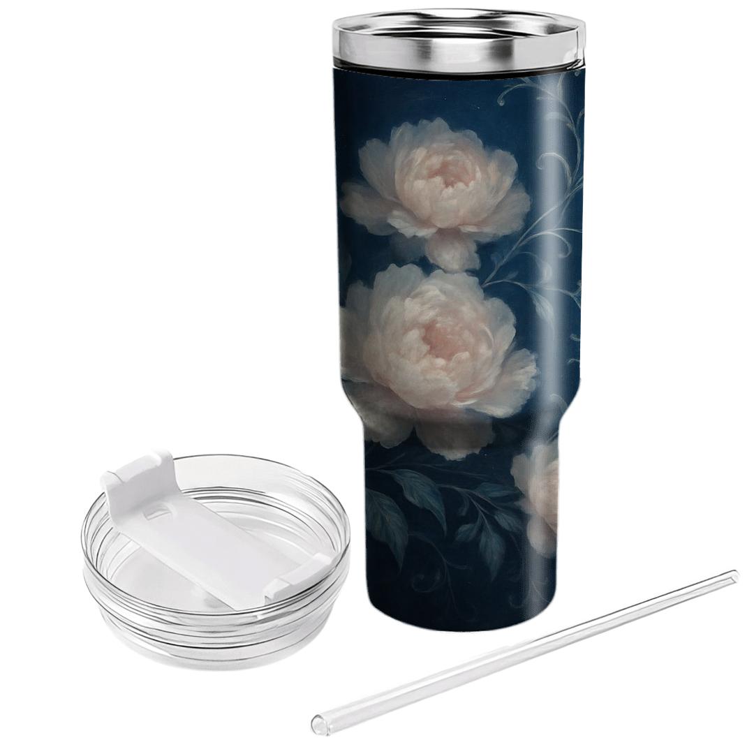 Moonlit Peony Cascade travel tumblers