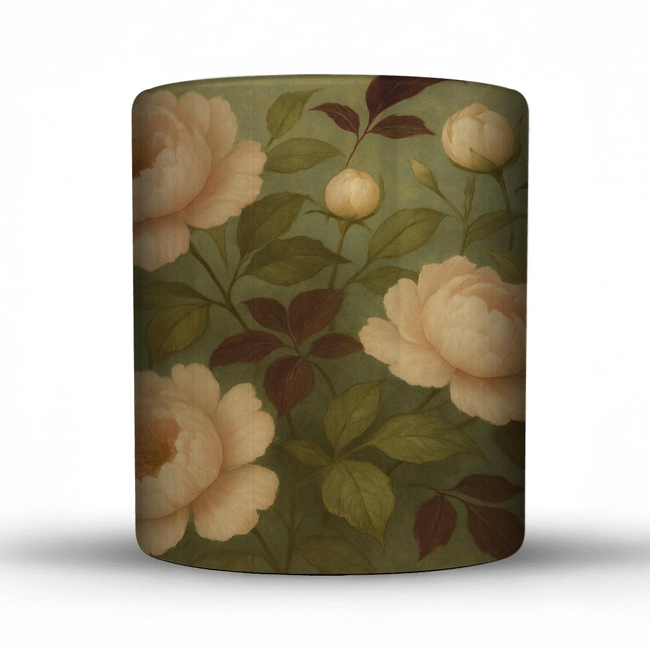 Peony Meadow Vintage travel mugs with handles