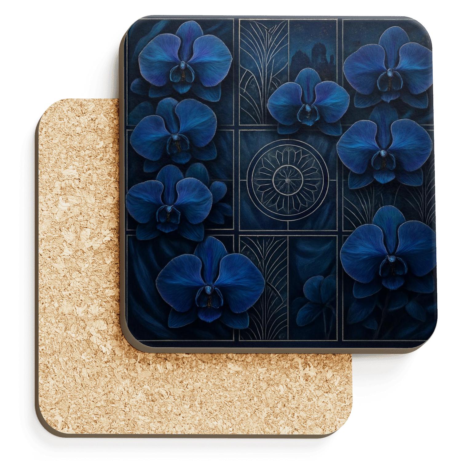 Midnight Orchid Mosaic custom engraved coasters