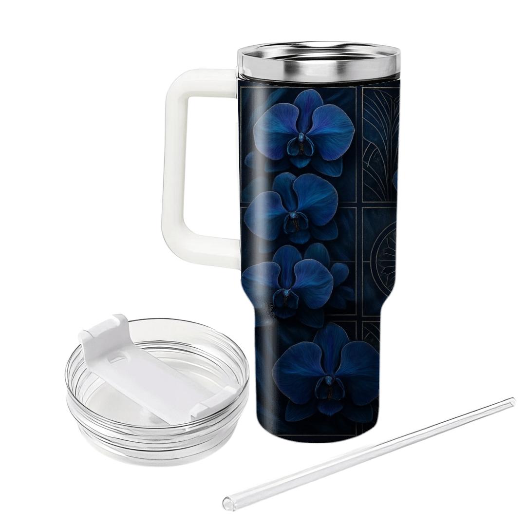 Midnight Orchid Mosaic travel tumblers