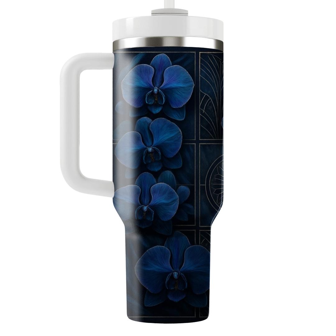 Midnight Orchid Mosaic travel tumblers