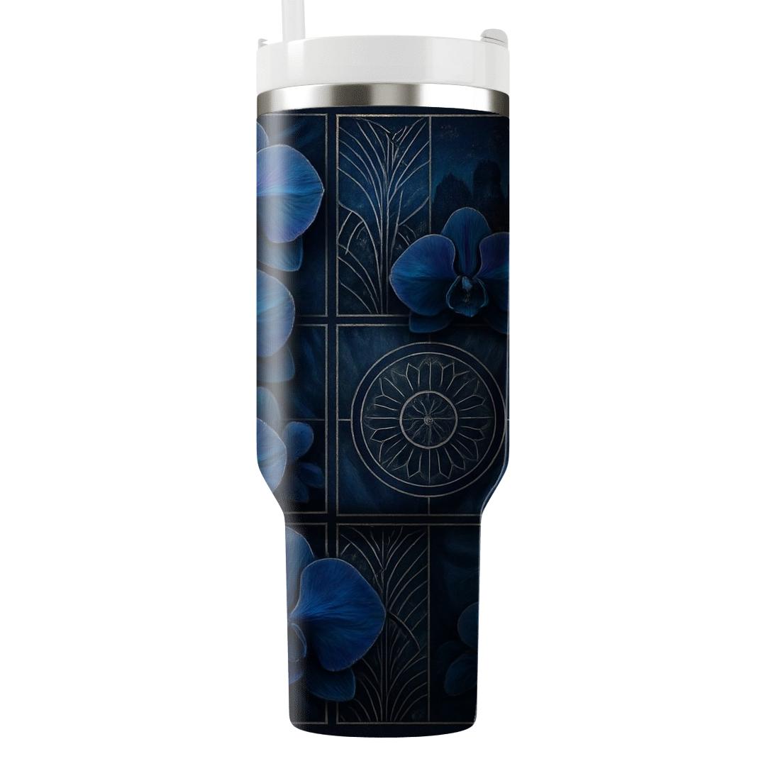Midnight Orchid Mosaic travel tumblers