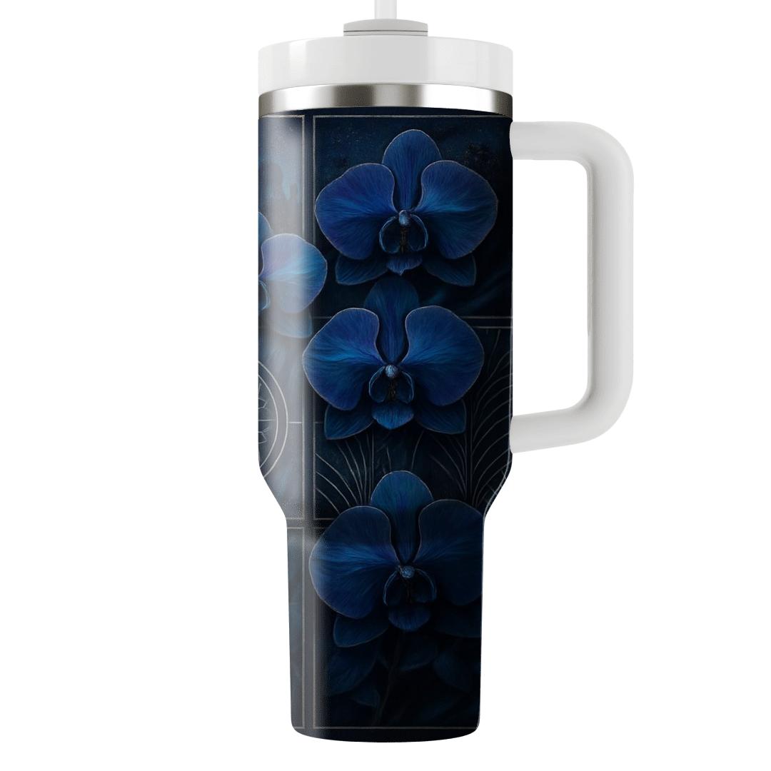 Midnight Orchid Mosaic travel tumblers