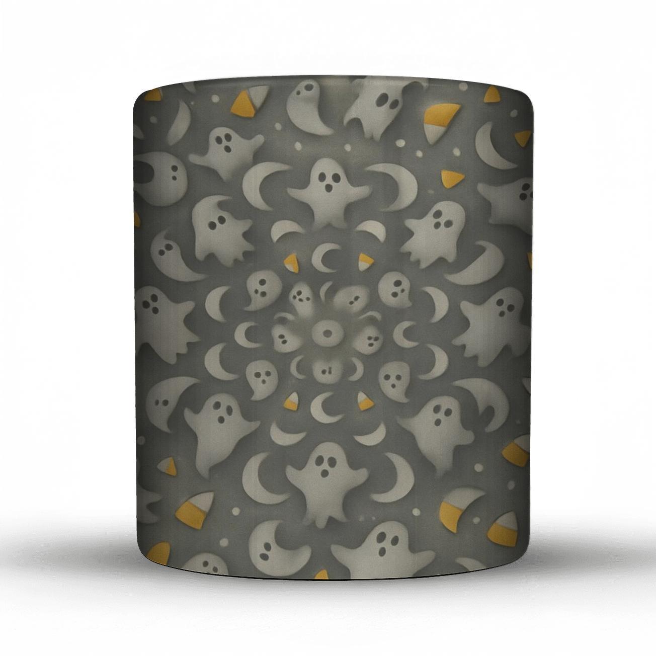 Ghostly Moonburst Tessellation With Candy Corn Array insulated thermal mugs