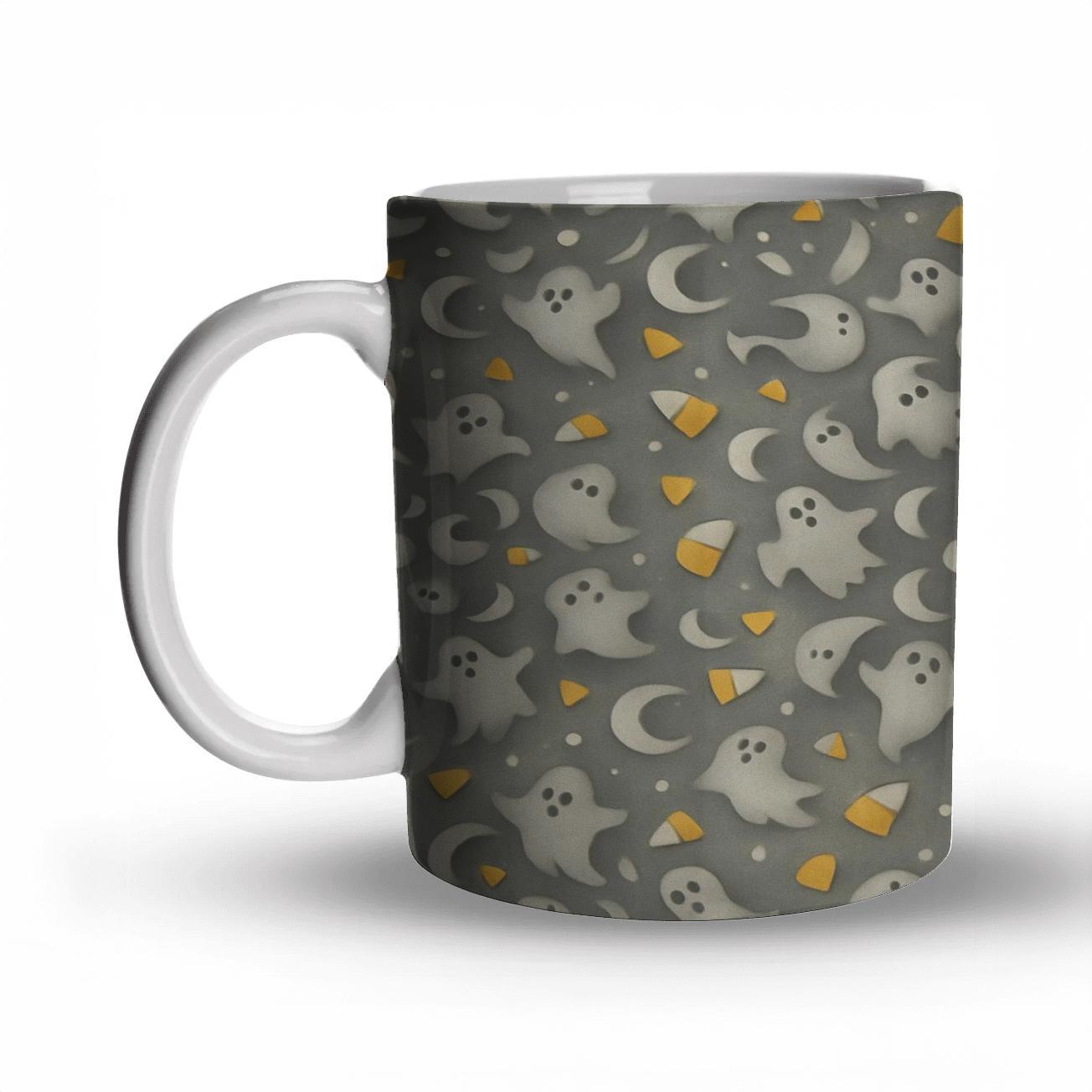 Ghostly Moonburst Tessellation With Candy Corn Array insulated thermal mugs