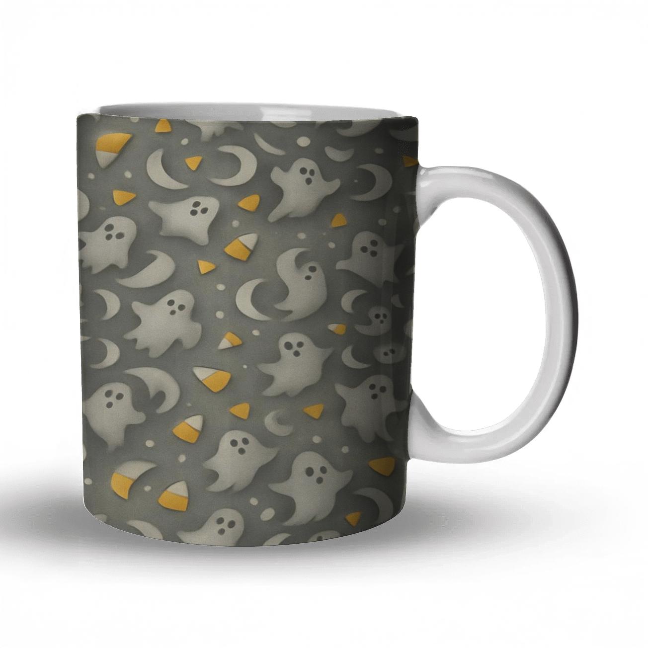Ghostly Moonburst Tessellation With Candy Corn Array insulated thermal mugs