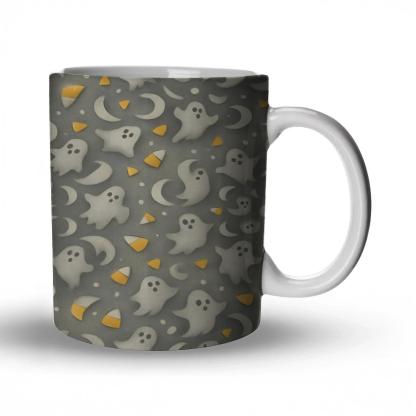 Ghostly Moonburst Tessellation With Candy Corn Array insulated thermal mugs