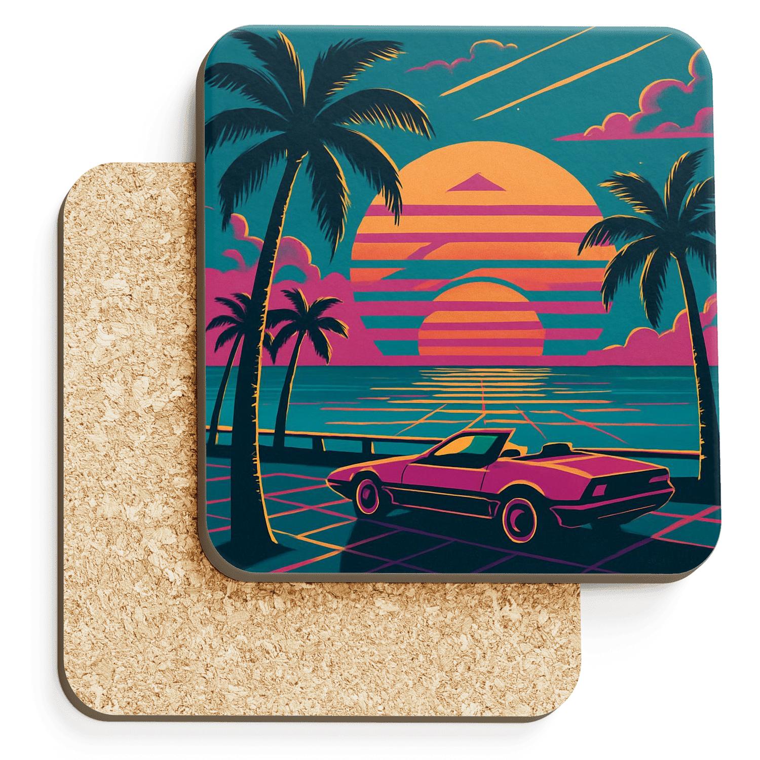 Miami Night Breeze cork coaster sets
