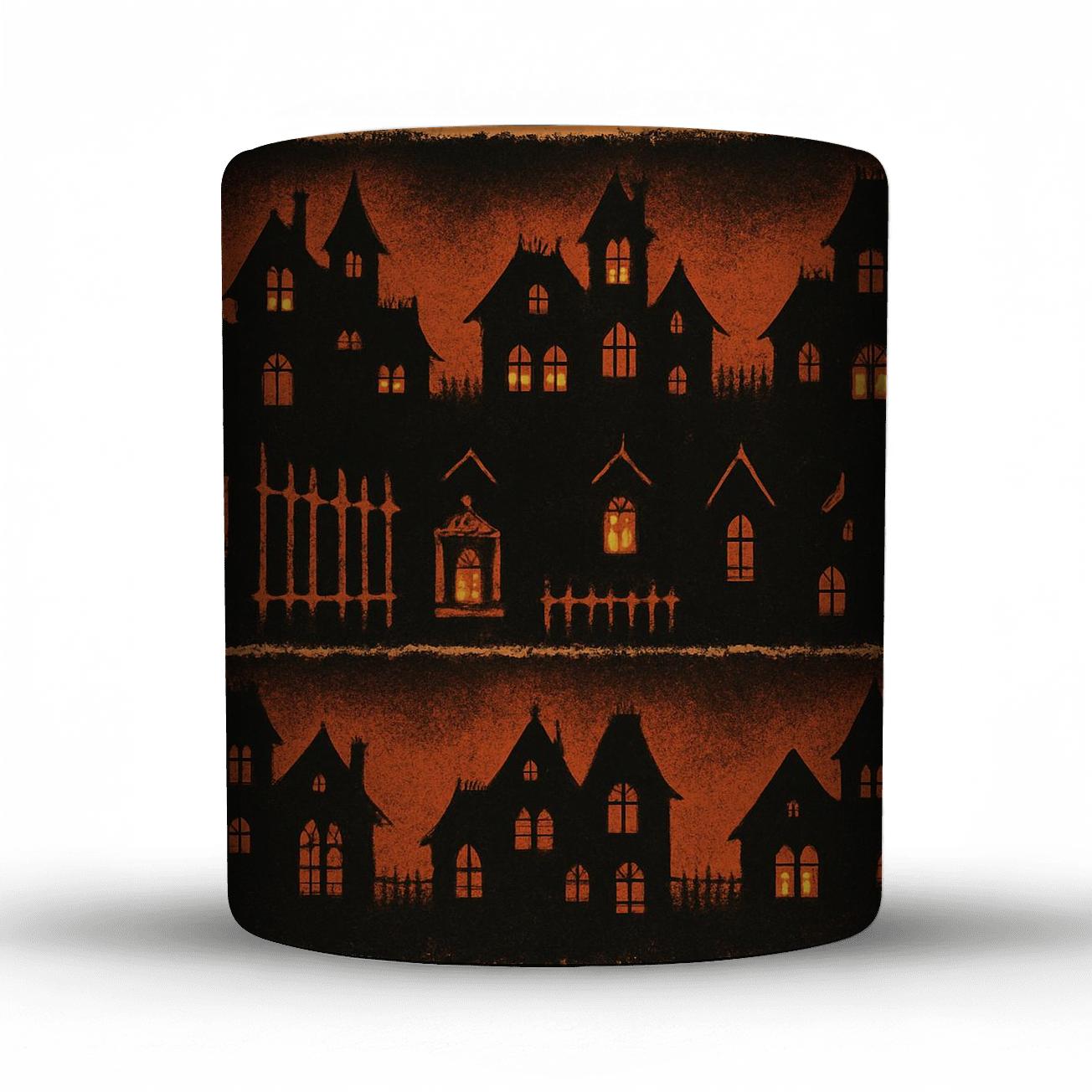 Haunted House Horizon Array In Blood Orange decorative mug sets