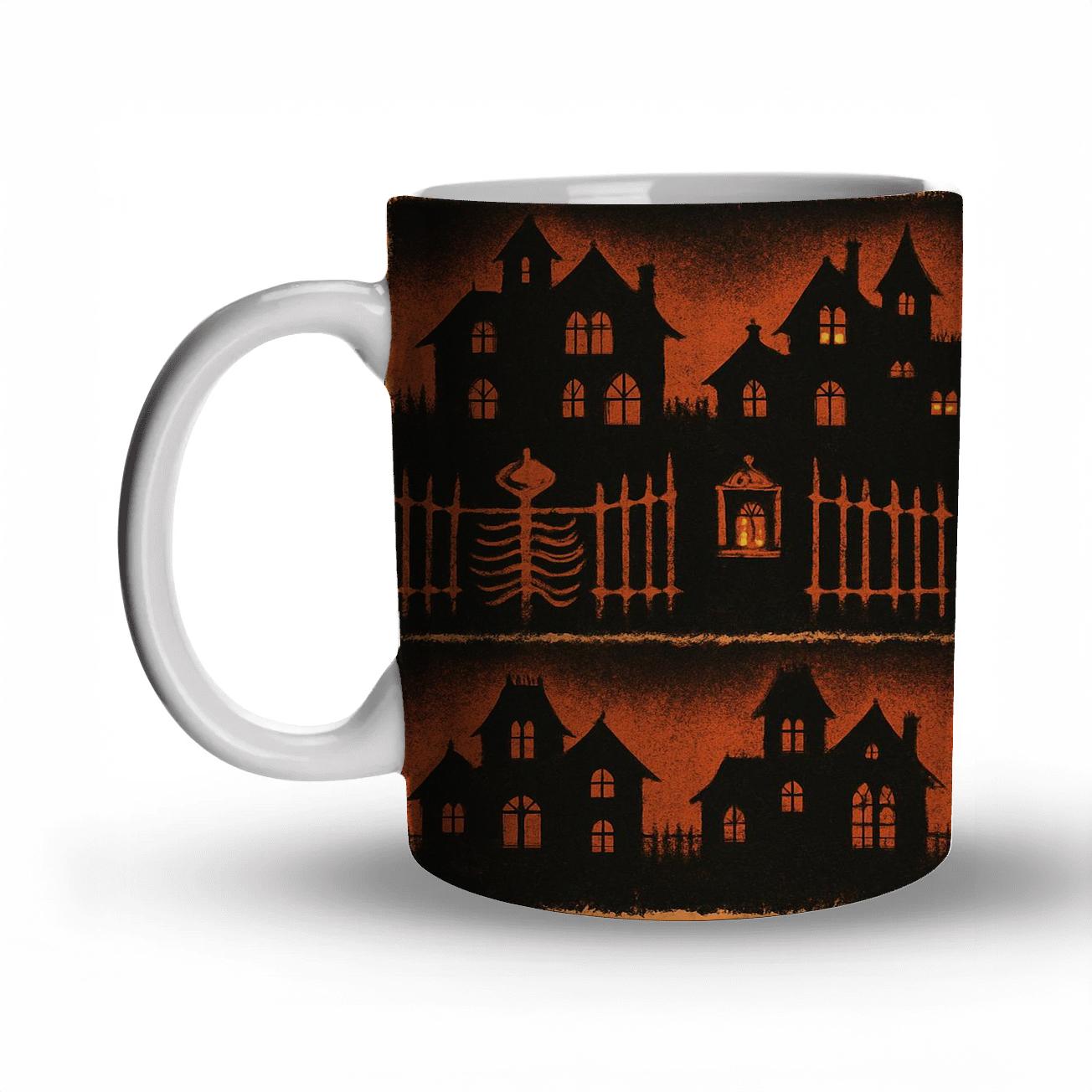 Haunted House Horizon Array In Blood Orange decorative mug sets