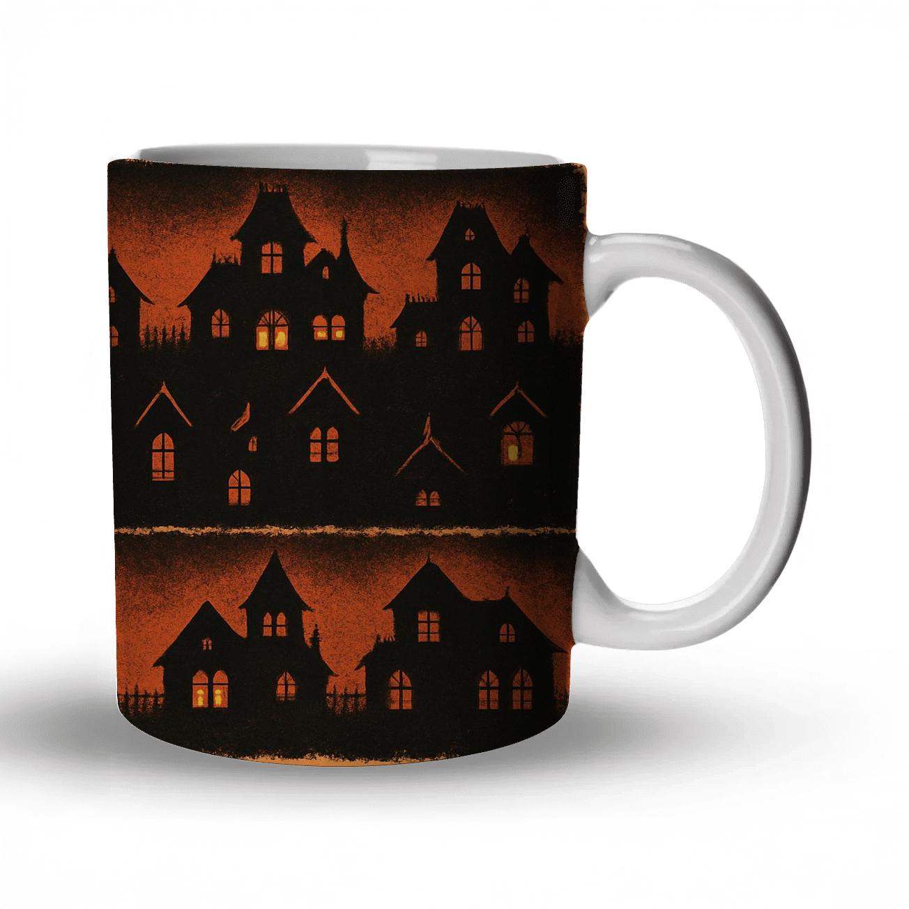 Haunted House Horizon Array In Blood Orange decorative mug sets