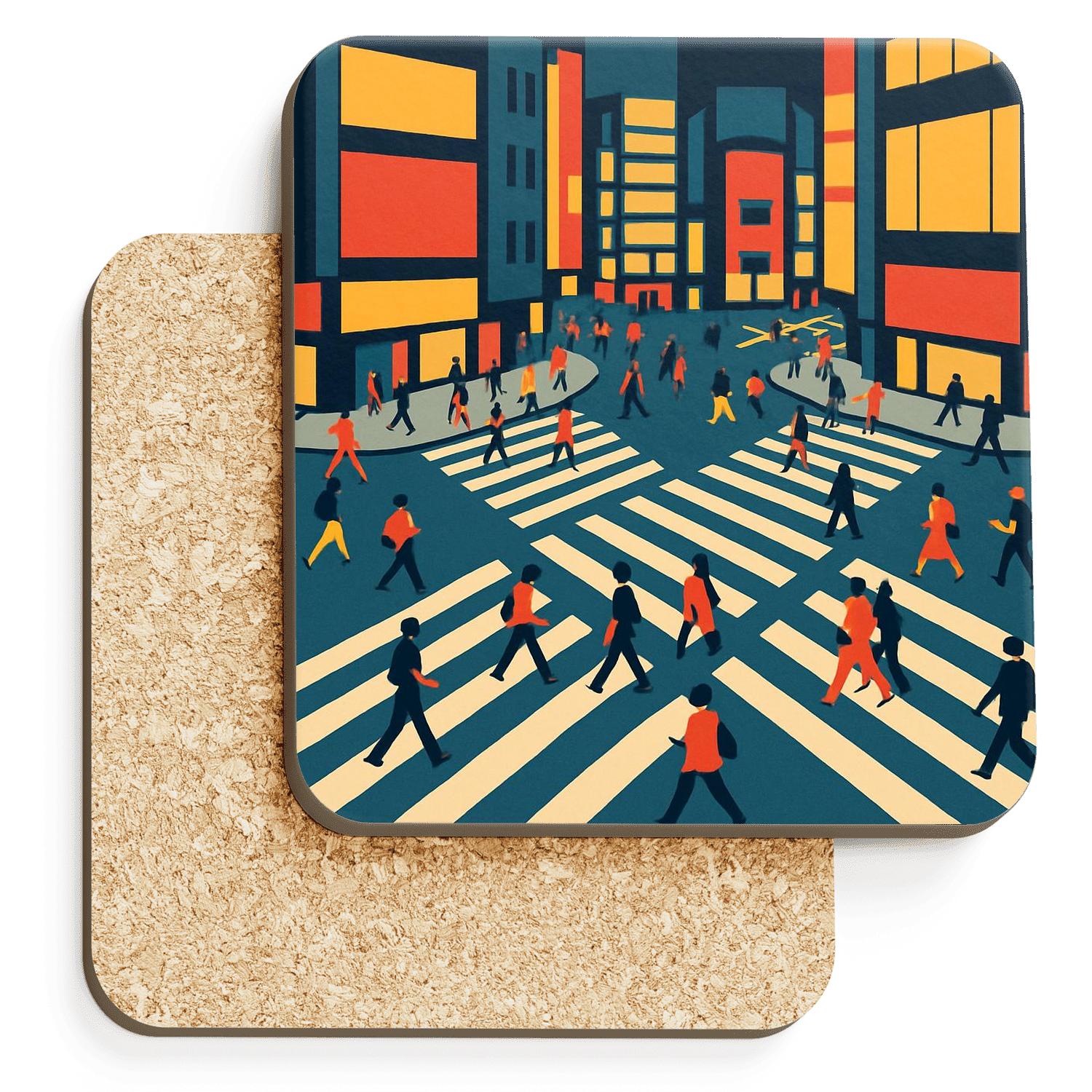 Shibuya Scramble Crossing wooden table coasters