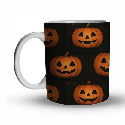 Tiled Jack O Lantern Grid ceramic coffee mugs