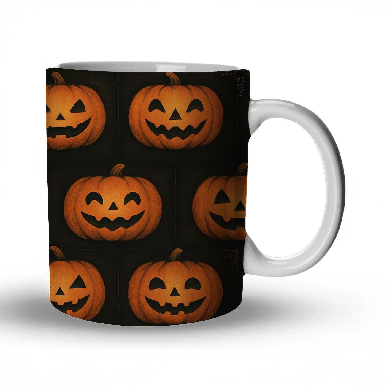Tiled Jack O Lantern Grid ceramic coffee mugs