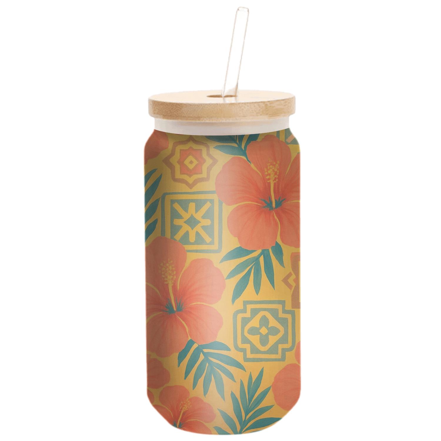 Sunrise Hibiscus Mosaic handcrafted glassware drinkware