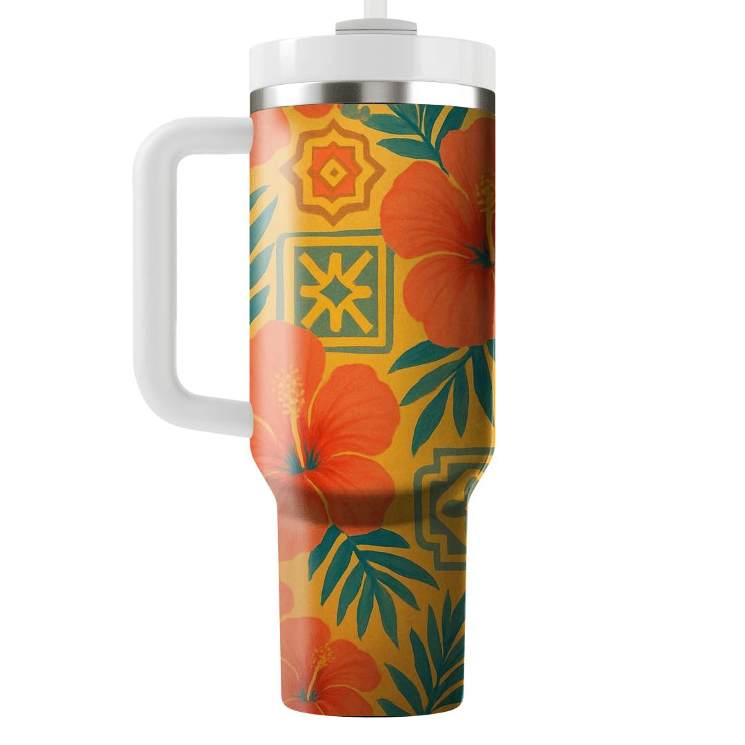 Sunrise Hibiscus Mosaic insulated tumblers