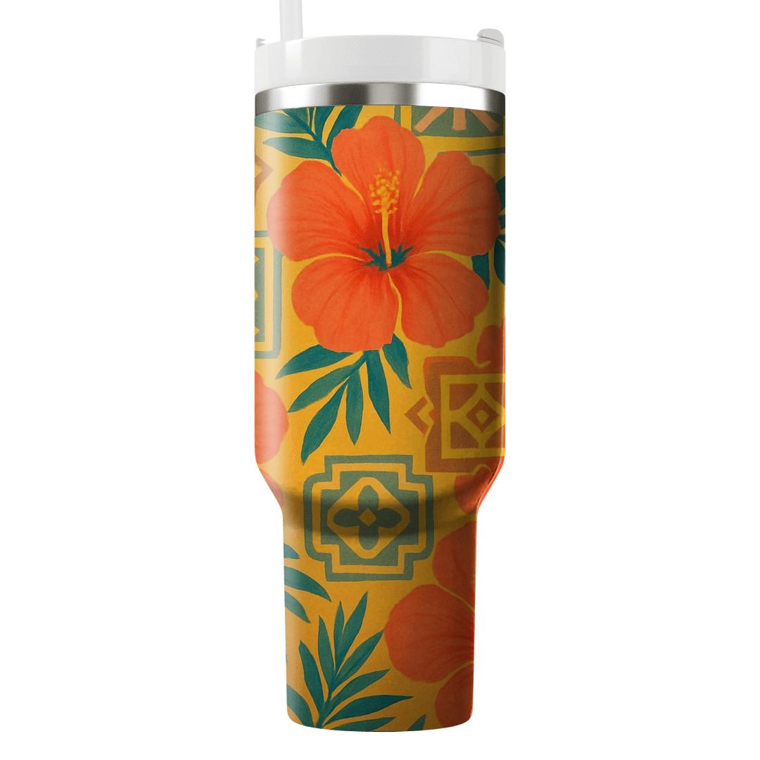 Sunrise Hibiscus Mosaic insulated tumblers